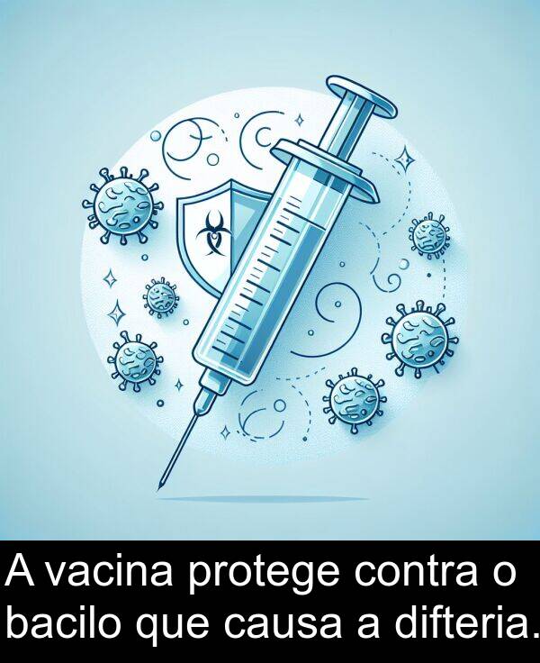 vacina: A vacina protege contra o bacilo que causa a difteria.