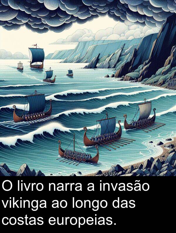 narra: O livro narra a invasão vikinga ao longo das costas europeias.