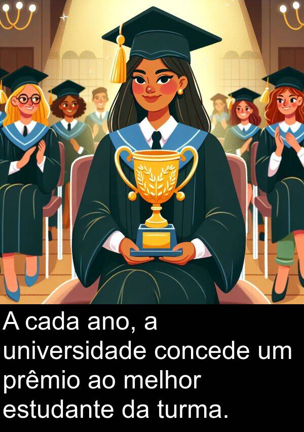 universidade: A cada ano, a universidade concede um prêmio ao melhor estudante da turma.