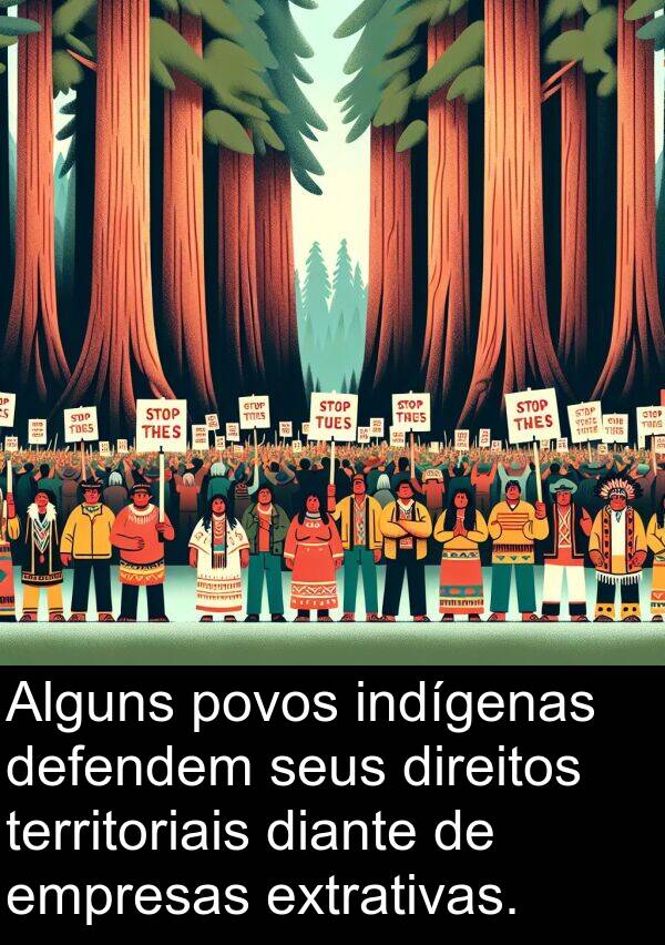 territoriais: Alguns povos indígenas defendem seus direitos territoriais diante de empresas extrativas.