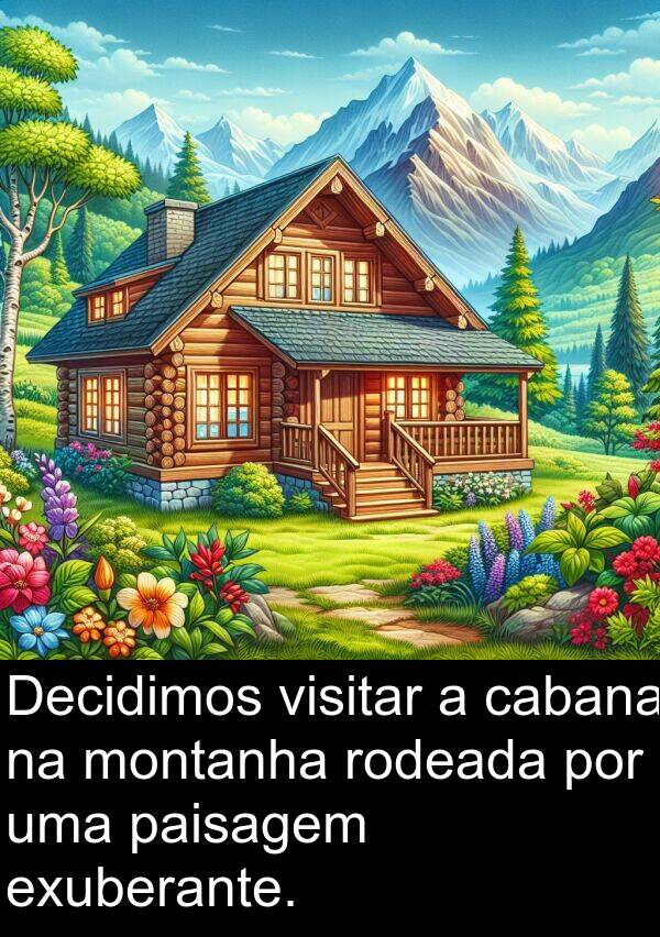 paisagem: Decidimos visitar a cabana na montanha rodeada por uma paisagem exuberante.