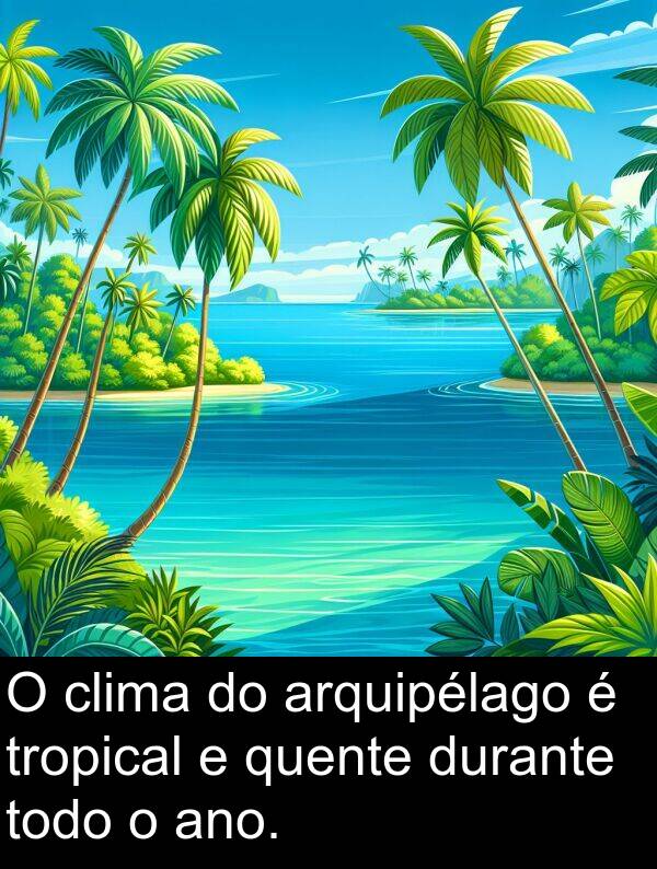 quente: O clima do arquipélago é tropical e quente durante todo o ano.