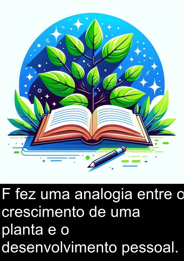 pessoal: F fez uma analogia entre o crescimento de uma planta e o desenvolvimento pessoal.