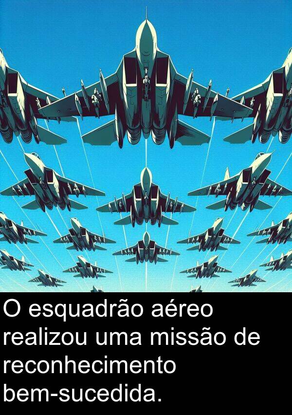 reconhecimento: O esquadrão aéreo realizou uma missão de reconhecimento bem-sucedida.