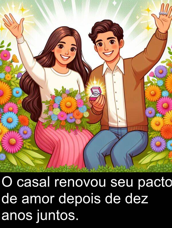 juntos: O casal renovou seu pacto de amor depois de dez anos juntos.