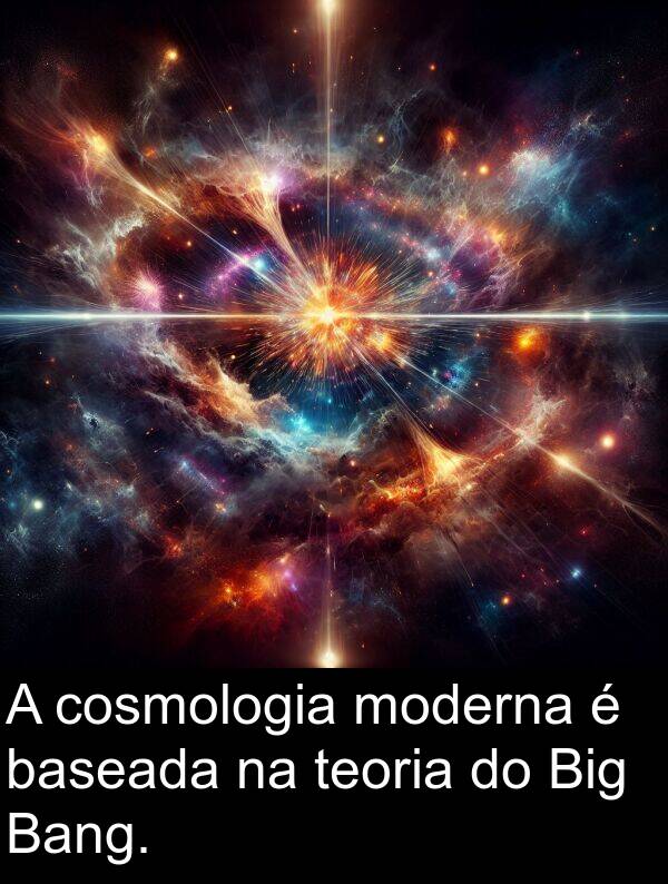 baseada: A cosmologia moderna é baseada na teoria do Big Bang.