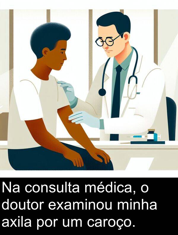 médica: Na consulta médica, o doutor examinou minha axila por um caroço.