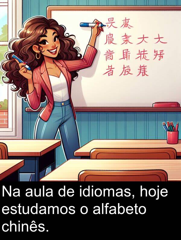 idiomas: Na aula de idiomas, hoje estudamos o alfabeto chinês.