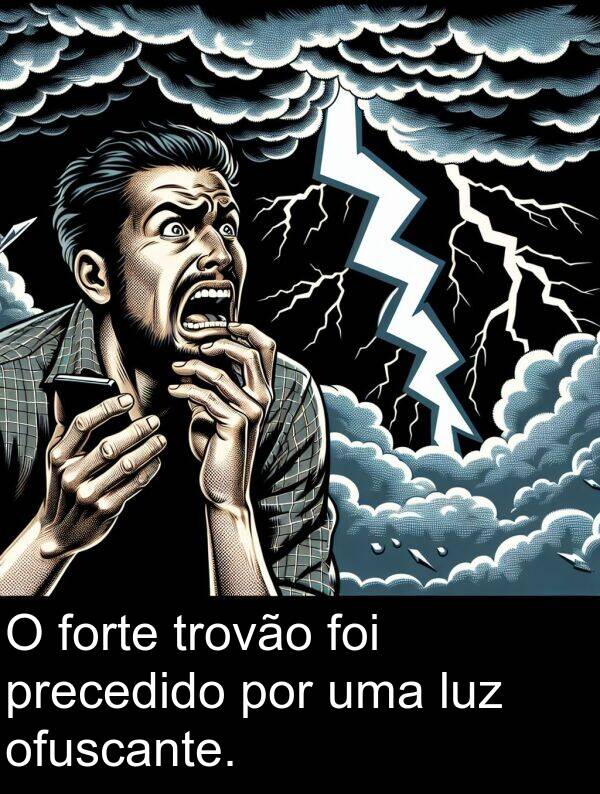 ofuscante: O forte trovão foi precedido por uma luz ofuscante.