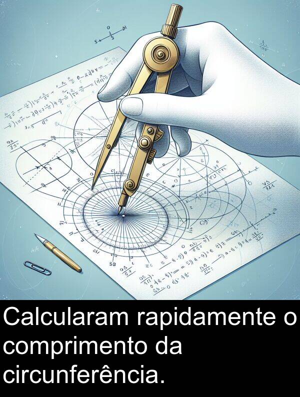 rapidamente: Calcularam rapidamente o comprimento da circunferência.