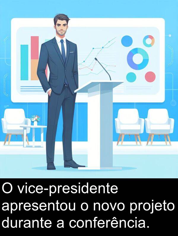 novo: O vice-presidente apresentou o novo projeto durante a conferência.