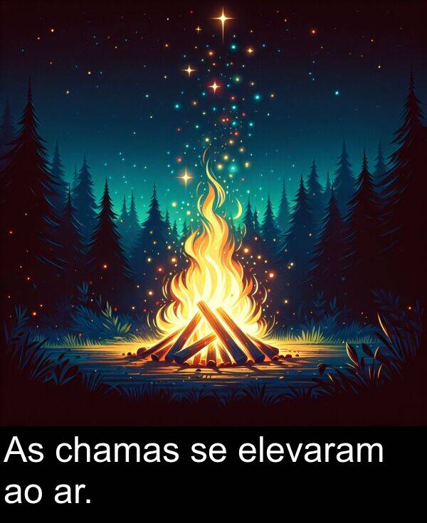 ar: As chamas se elevaram ao ar.