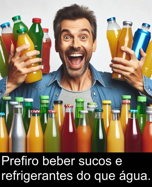 beber: Prefiro beber sucos e refrigerantes do que água.