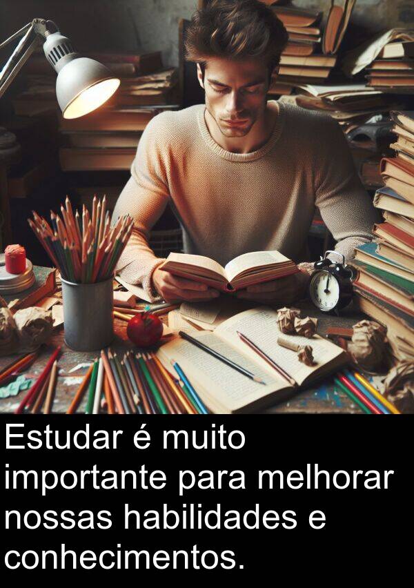 habilidades: Estudar é muito importante para melhorar nossas habilidades e conhecimentos.