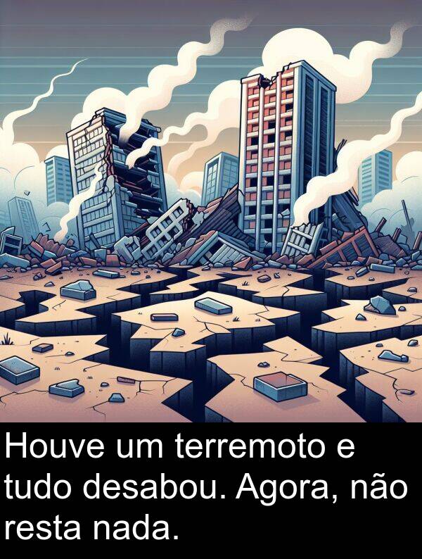 nada: Houve um terremoto e tudo desabou. Agora, não resta nada.