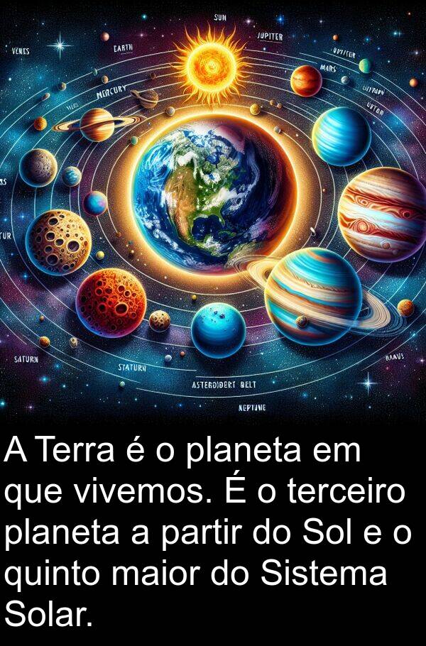 partir: A Terra é o planeta em que vivemos. É o terceiro planeta a partir do Sol e o quinto maior do Sistema Solar.