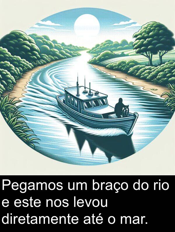 levou: Pegamos um braço do rio e este nos levou diretamente até o mar.