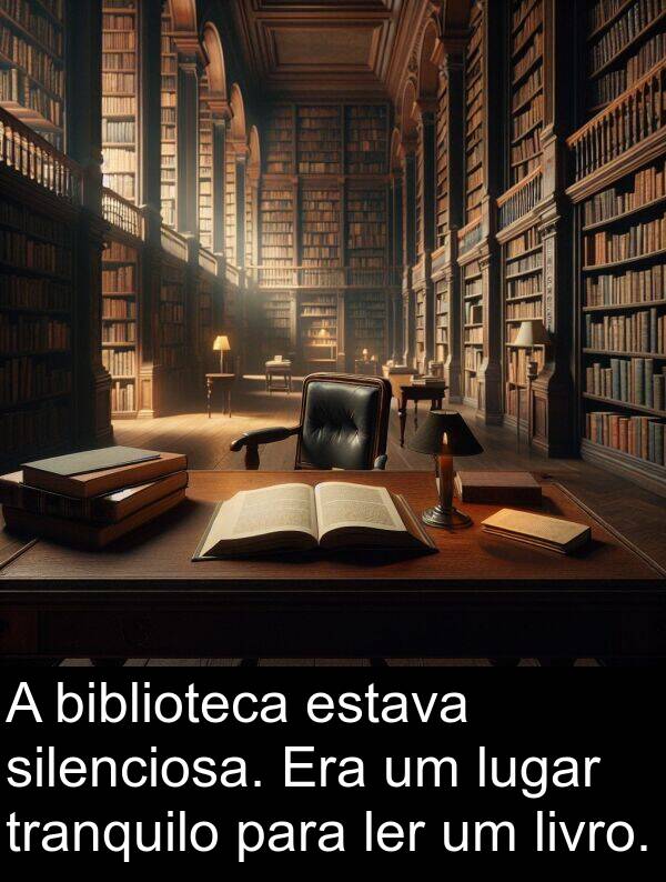 ler: A biblioteca estava silenciosa. Era um lugar tranquilo para ler um livro.