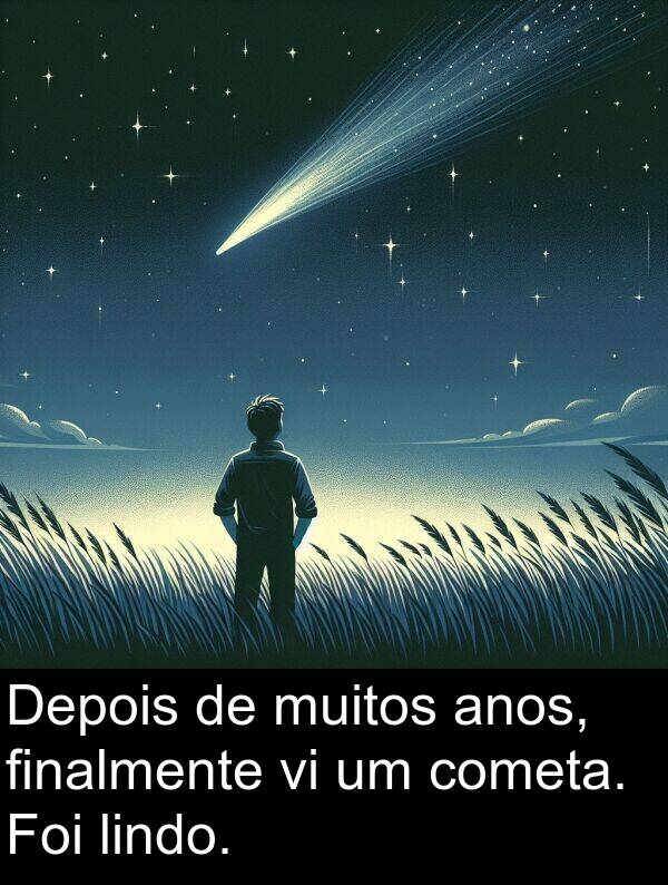 anos: Depois de muitos anos, finalmente vi um cometa. Foi lindo.