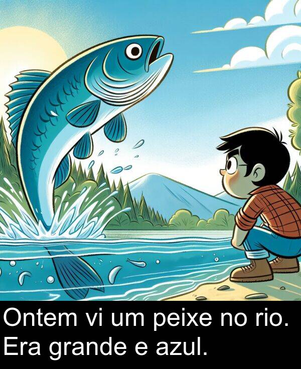 peixe: Ontem vi um peixe no rio. Era grande e azul.