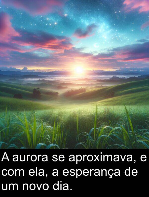 novo: A aurora se aproximava, e com ela, a esperança de um novo dia.