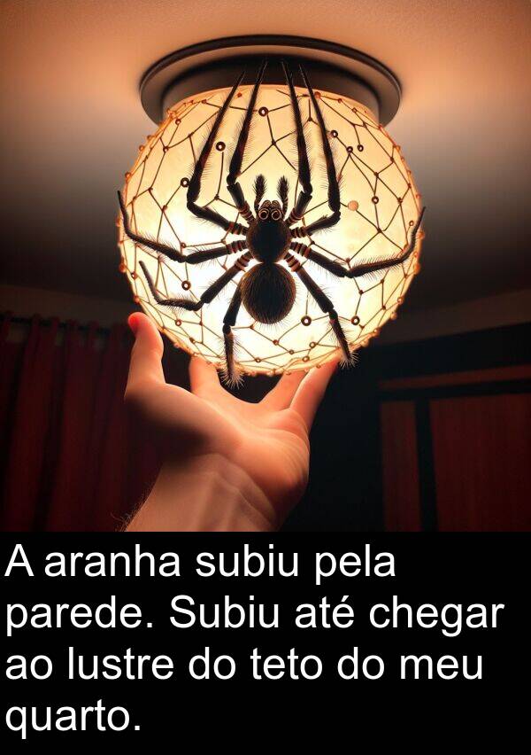 parede: A aranha subiu pela parede. Subiu até chegar ao lustre do teto do meu quarto.