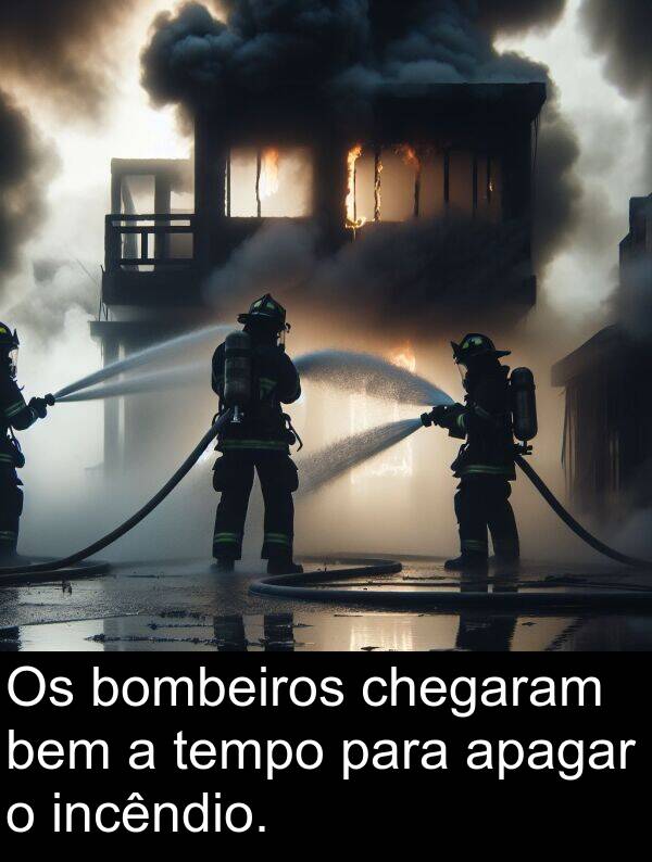 tempo: Os bombeiros chegaram bem a tempo para apagar o incêndio.