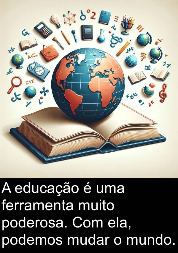 ferramenta: A educação é uma ferramenta muito poderosa. Com ela, podemos mudar o mundo.