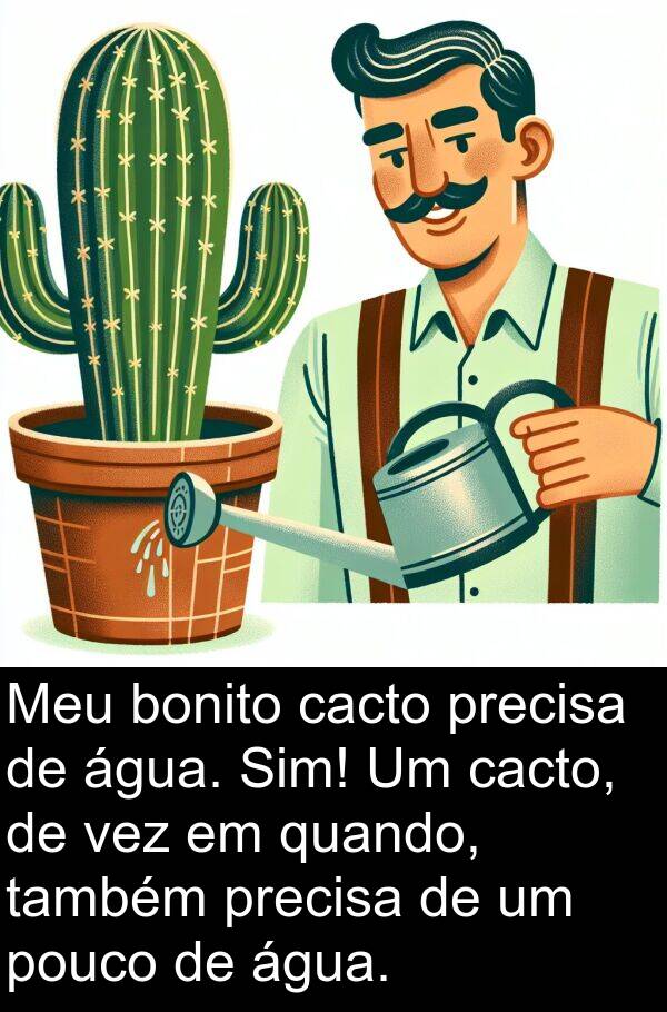 também: Meu bonito cacto precisa de água. Sim! Um cacto, de vez em quando, também precisa de um pouco de água.