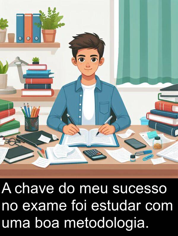 boa: A chave do meu sucesso no exame foi estudar com uma boa metodologia.