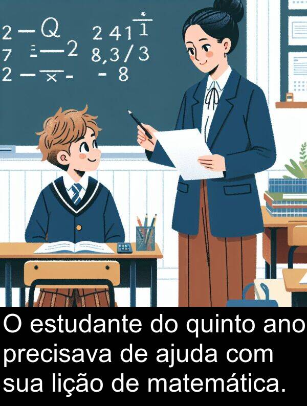 matemática: O estudante do quinto ano precisava de ajuda com sua lição de matemática.