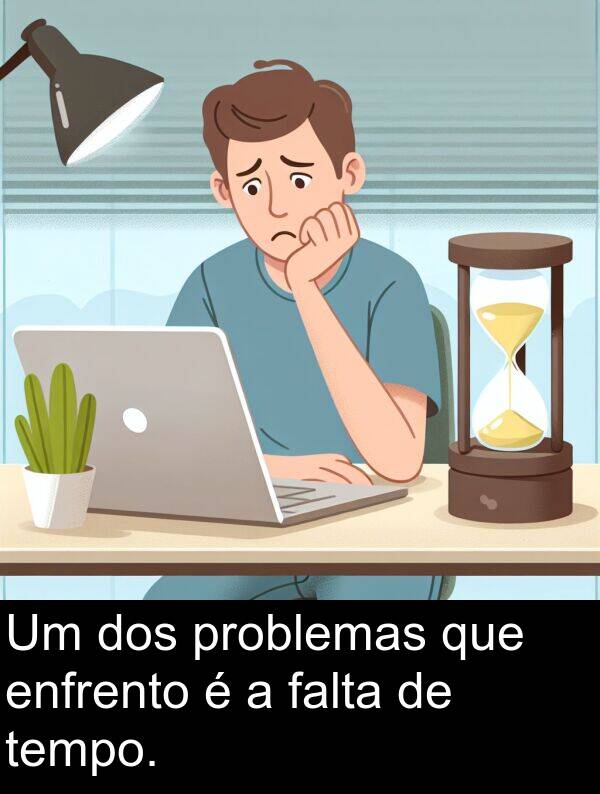 tempo: Um dos problemas que enfrento é a falta de tempo.