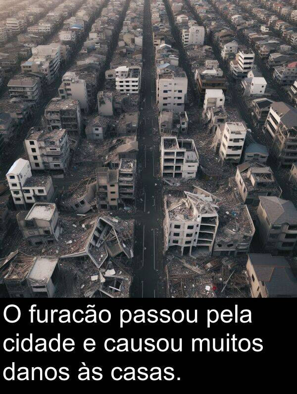 furacão: O furacão passou pela cidade e causou muitos danos às casas.