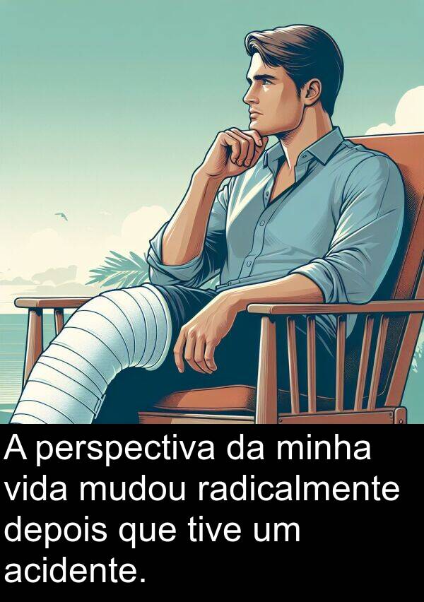 acidente: A perspectiva da minha vida mudou radicalmente depois que tive um acidente.