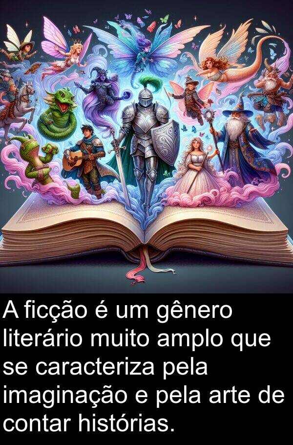 gênero: A ficção é um gênero literário muito amplo que se caracteriza pela imaginação e pela arte de contar histórias.