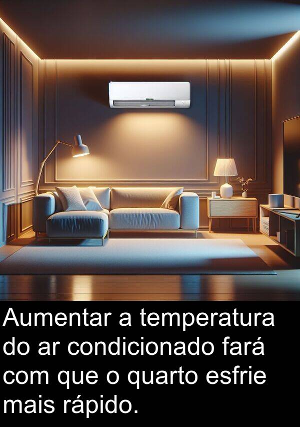 temperatura: Aumentar a temperatura do ar condicionado fará com que o quarto esfrie mais rápido.