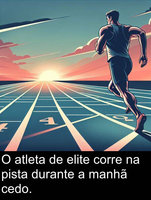 manhã: O atleta de elite corre na pista durante a manhã cedo.