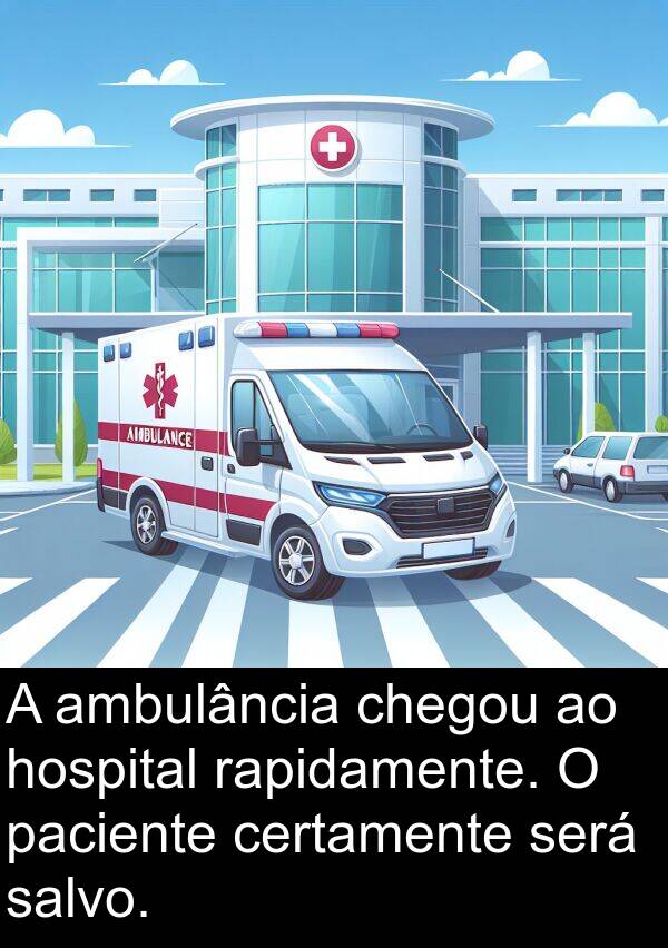 paciente: A ambulância chegou ao hospital rapidamente. O paciente certamente será salvo.