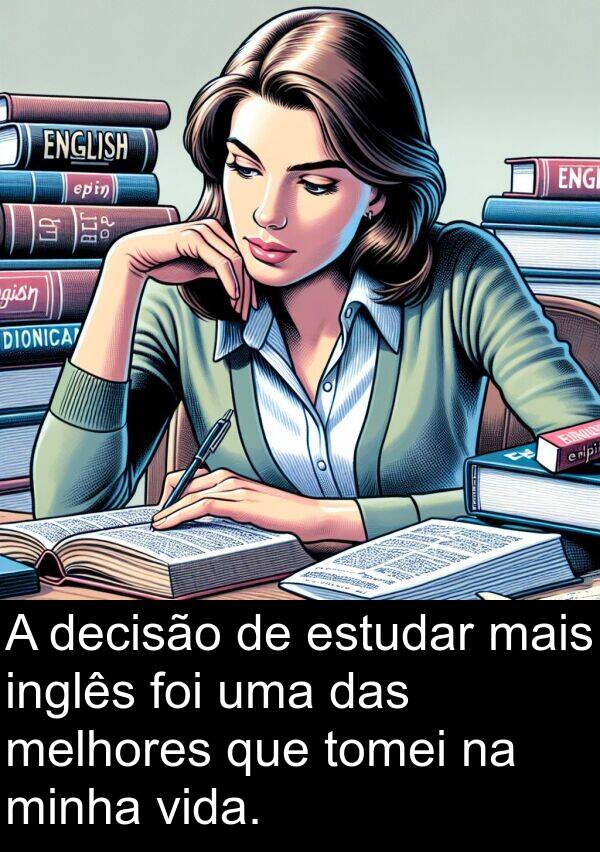 decisão: A decisão de estudar mais inglês foi uma das melhores que tomei na minha vida.