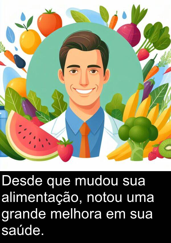 saúde: Desde que mudou sua alimentação, notou uma grande melhora em sua saúde.