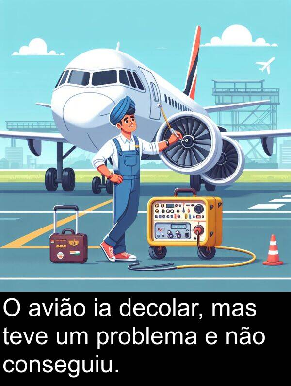 mas: O avião ia decolar, mas teve um problema e não conseguiu.