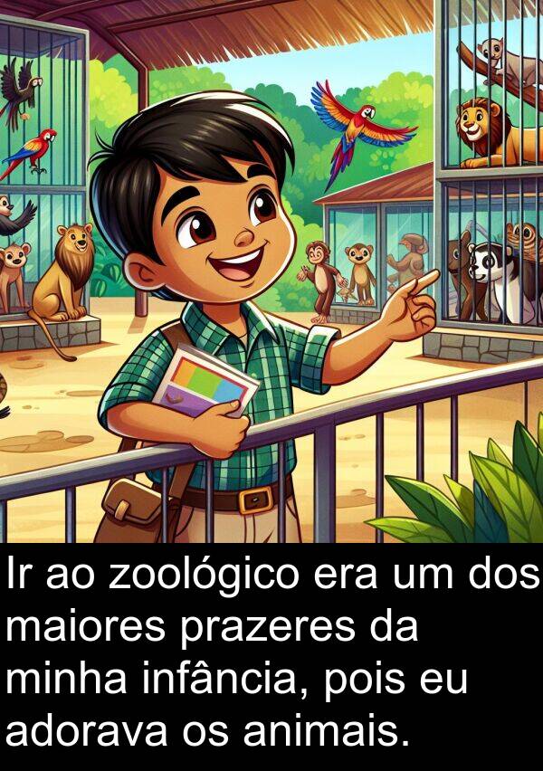 zoológico: Ir ao zoológico era um dos maiores prazeres da minha infância, pois eu adorava os animais.