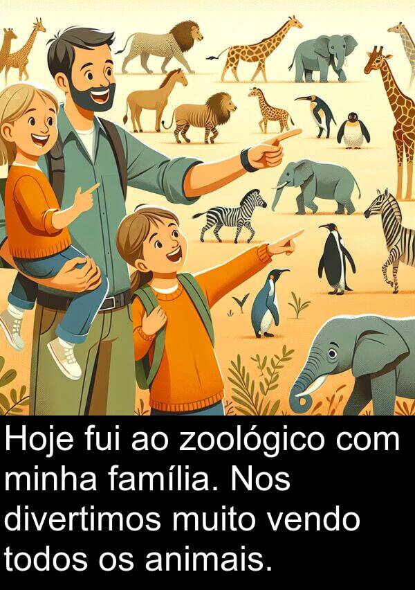 vendo: Hoje fui ao zoológico com minha família. Nos divertimos muito vendo todos os animais.