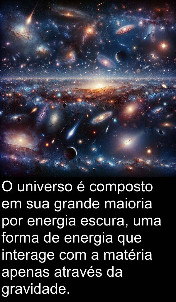 matéria: O universo é composto em sua grande maioria por energia escura, uma forma de energia que interage com a matéria apenas através da gravidade.