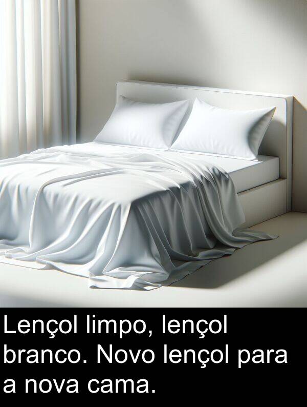 lençol: Lençol limpo, lençol branco. Novo lençol para a nova cama.