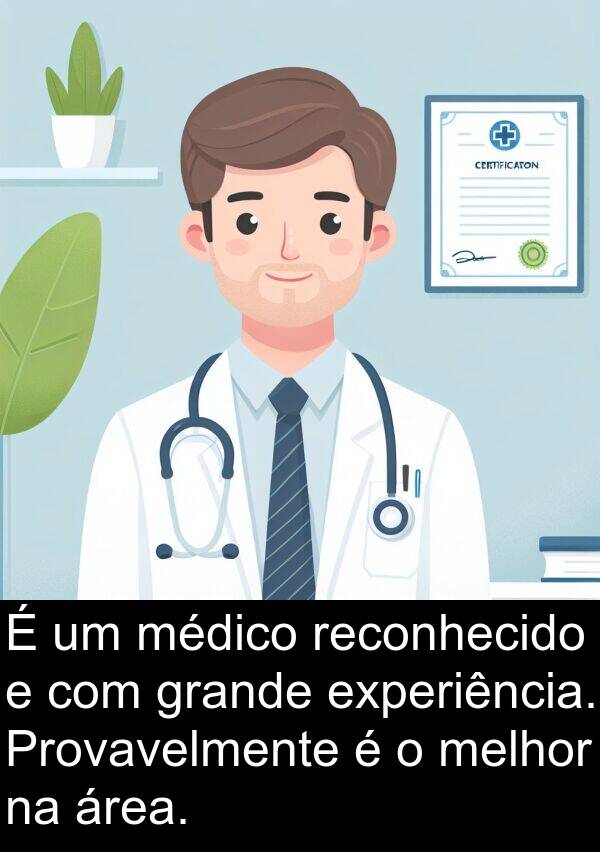 reconhecido: É um médico reconhecido e com grande experiência. Provavelmente é o melhor na área.