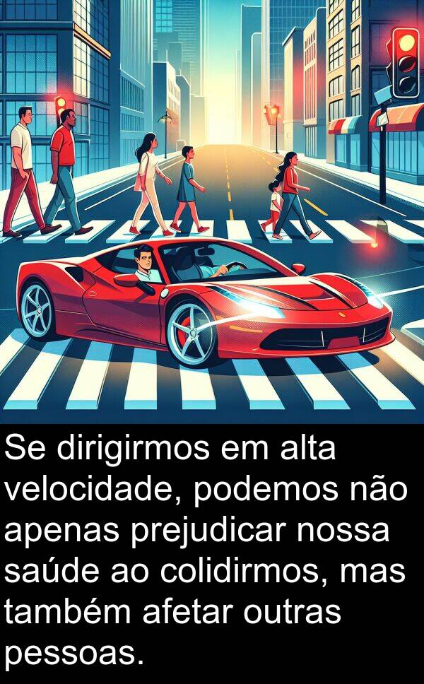 saúde: Se dirigirmos em alta velocidade, podemos não apenas prejudicar nossa saúde ao colidirmos, mas também afetar outras pessoas.