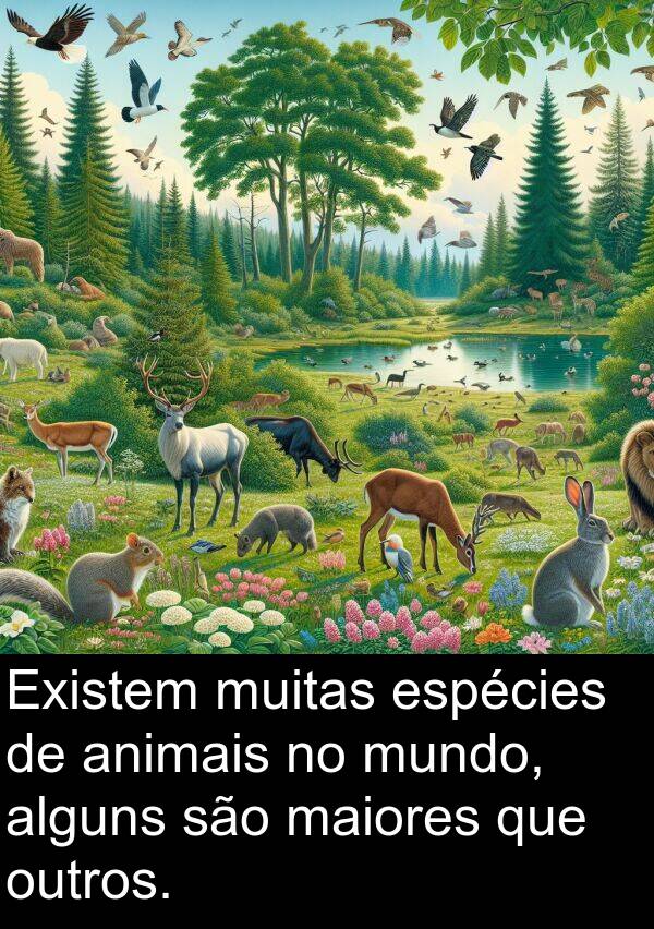 maiores: Existem muitas espécies de animais no mundo, alguns são maiores que outros.