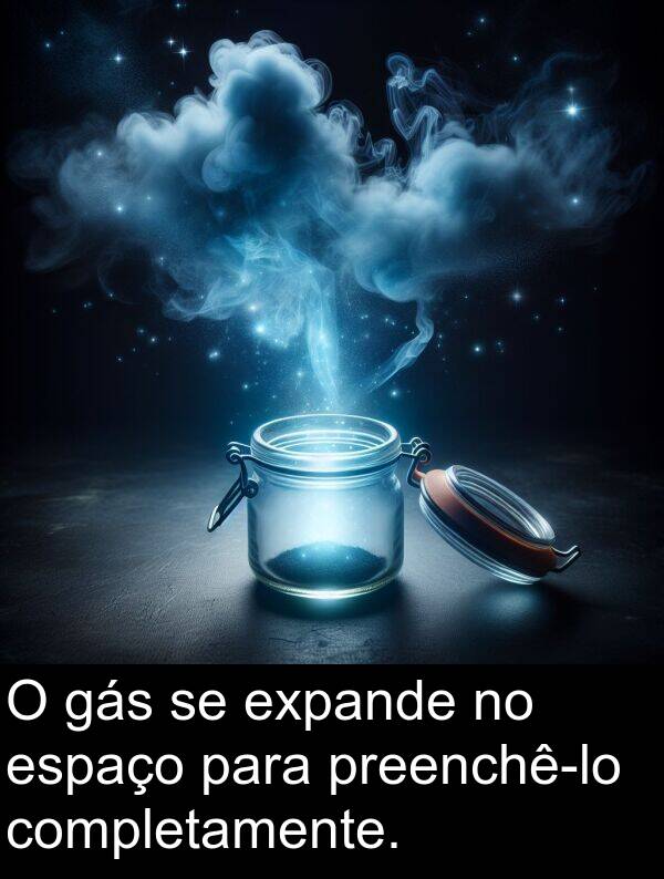 gás: O gás se expande no espaço para preenchê-lo completamente.