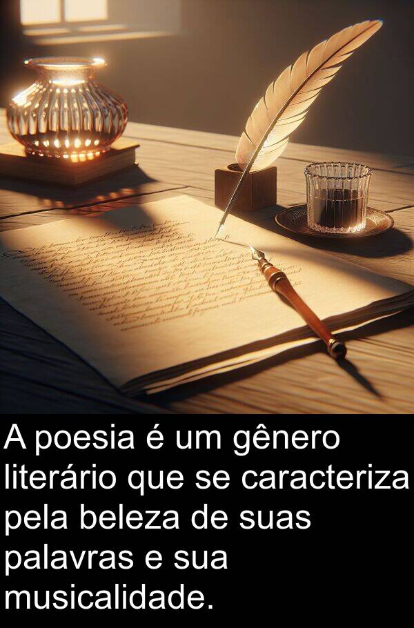 gênero: A poesia é um gênero literário que se caracteriza pela beleza de suas palavras e sua musicalidade.